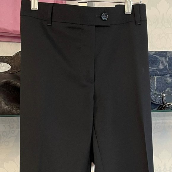 NINA RAYNOR Black Wool Blend Straight Leg Flat Front Dress Pant - Picture 1 of 12